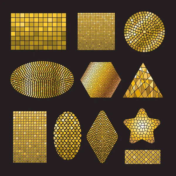 Set Golden Mosaico forme in ceramica — Vettoriale Stock