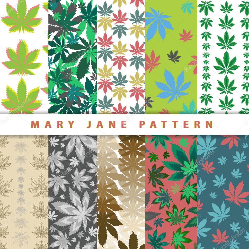 Ganja marijuana pattern red background