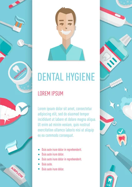 Orvosi fogak higiéniai infographic tájékoztató füzet A4 — Stock Vector