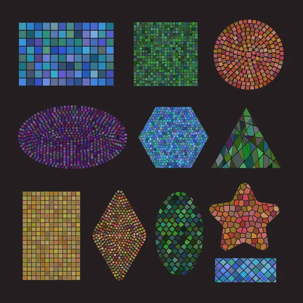 Set colorato Mosaico forme di ceramica — Vettoriale Stock