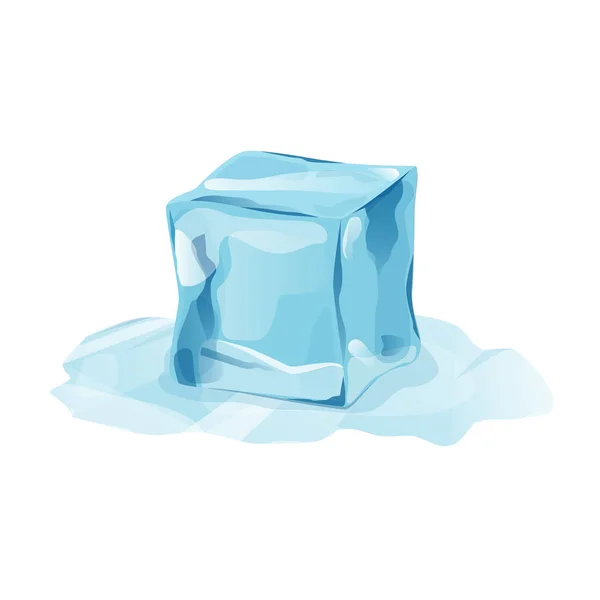 Розтоплений куб льоду з прозорістю — стоковий вектор