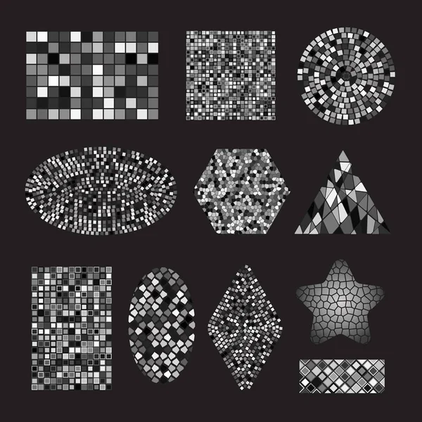 Set di mosaico in ceramica bianco e nero — Vettoriale Stock