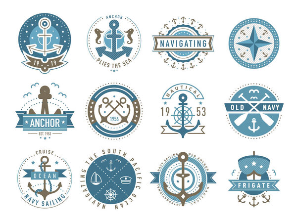 Nautical logo templates set. 