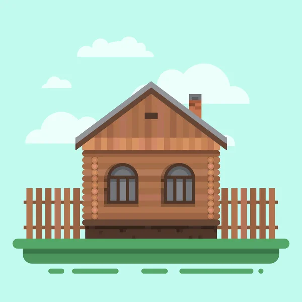 Colorful village russian old house — Stock Illustration Colorful village russian old house Stock Vector