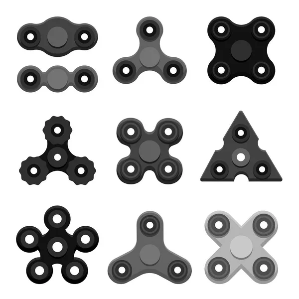Különböző fekete spinners — Stock Vector