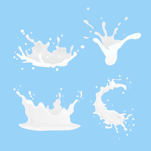 Conjunto de salpicaduras de leche vectorial 3D y vertido — Archivo Imágenes Vectoriales