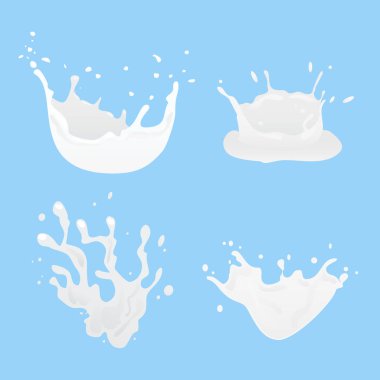 3d vektör süt sıçrama ve dökme