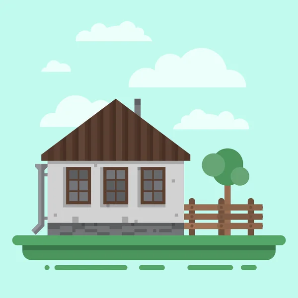 Colorful village russian old house — Stock Illustration Colorful village russian old house Vector Graphics