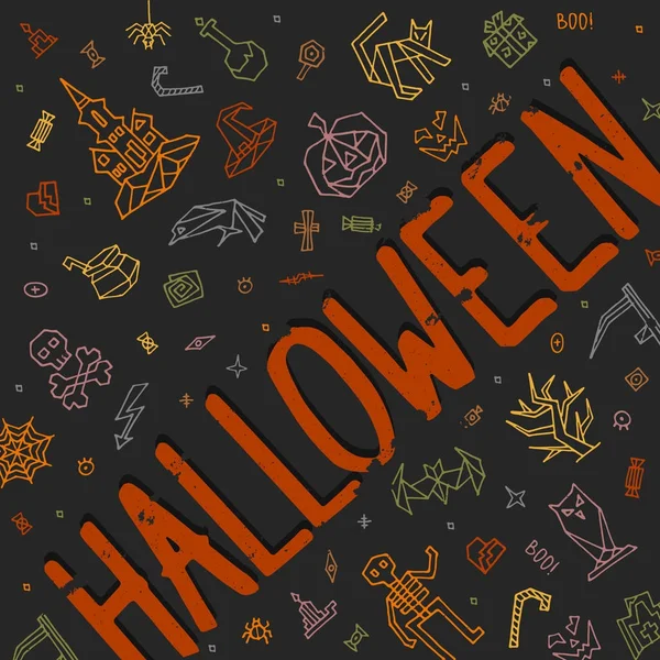 Üdvözlőlap Boldog Halloween betűk — Stock Vector