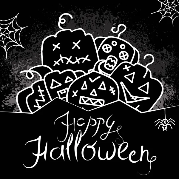 Tarjeta de felicitación Feliz Halloween con letras — Vector de stock