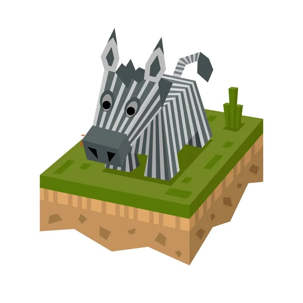 3D izometrik zebra — Stok Vektör