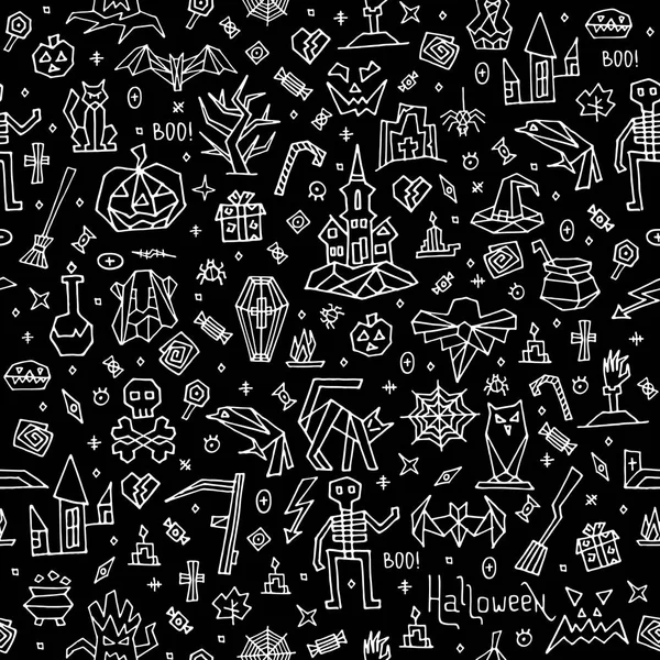 Happy Halloween doodle pattern — Stock Vector