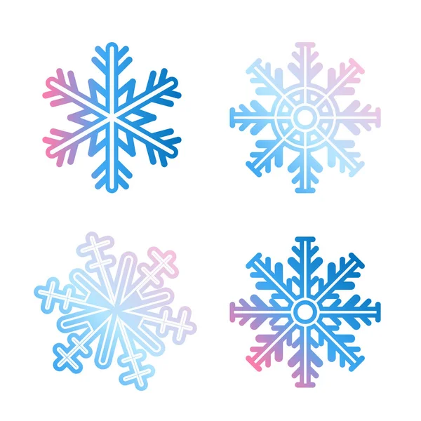 Noël, Nouvel An Ensemble de flocon de neige — Image vectorielle