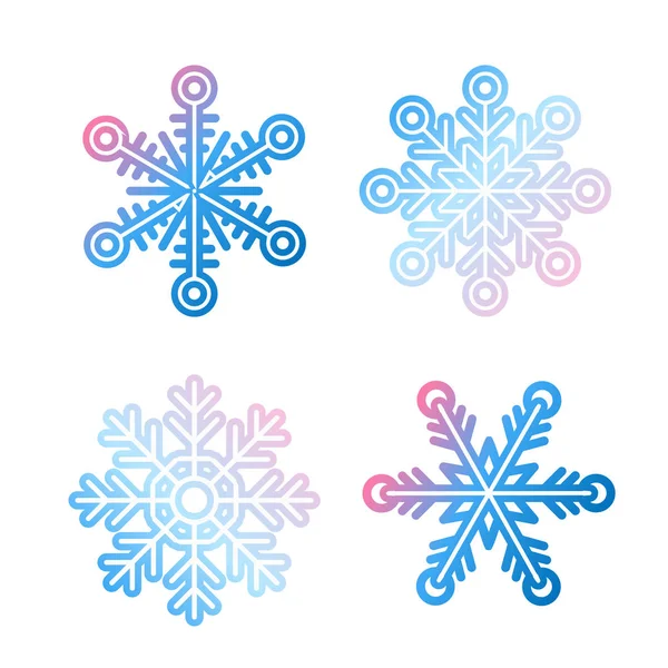 Χριστούγεννα, Πρωτοχρονιά Snowflake σετ — Διανυσματικό Αρχείο