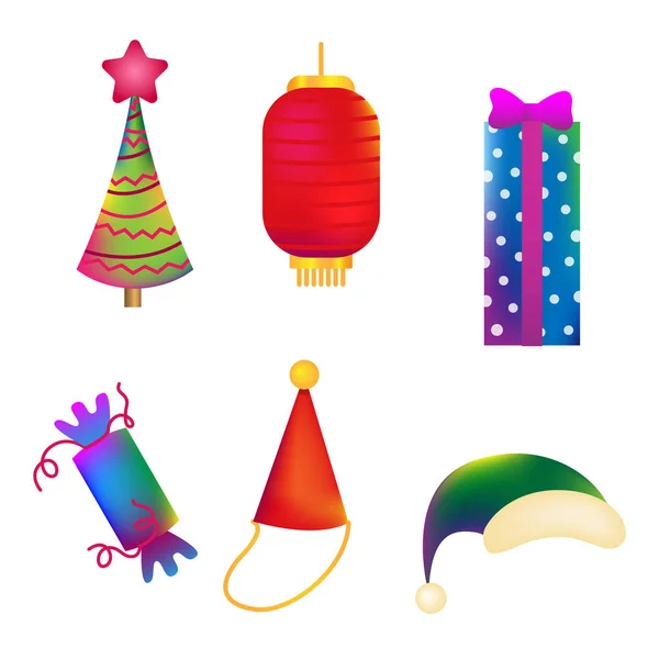 Noël, Nouvel An icônes, ensemble de symboles — Image vectorielle