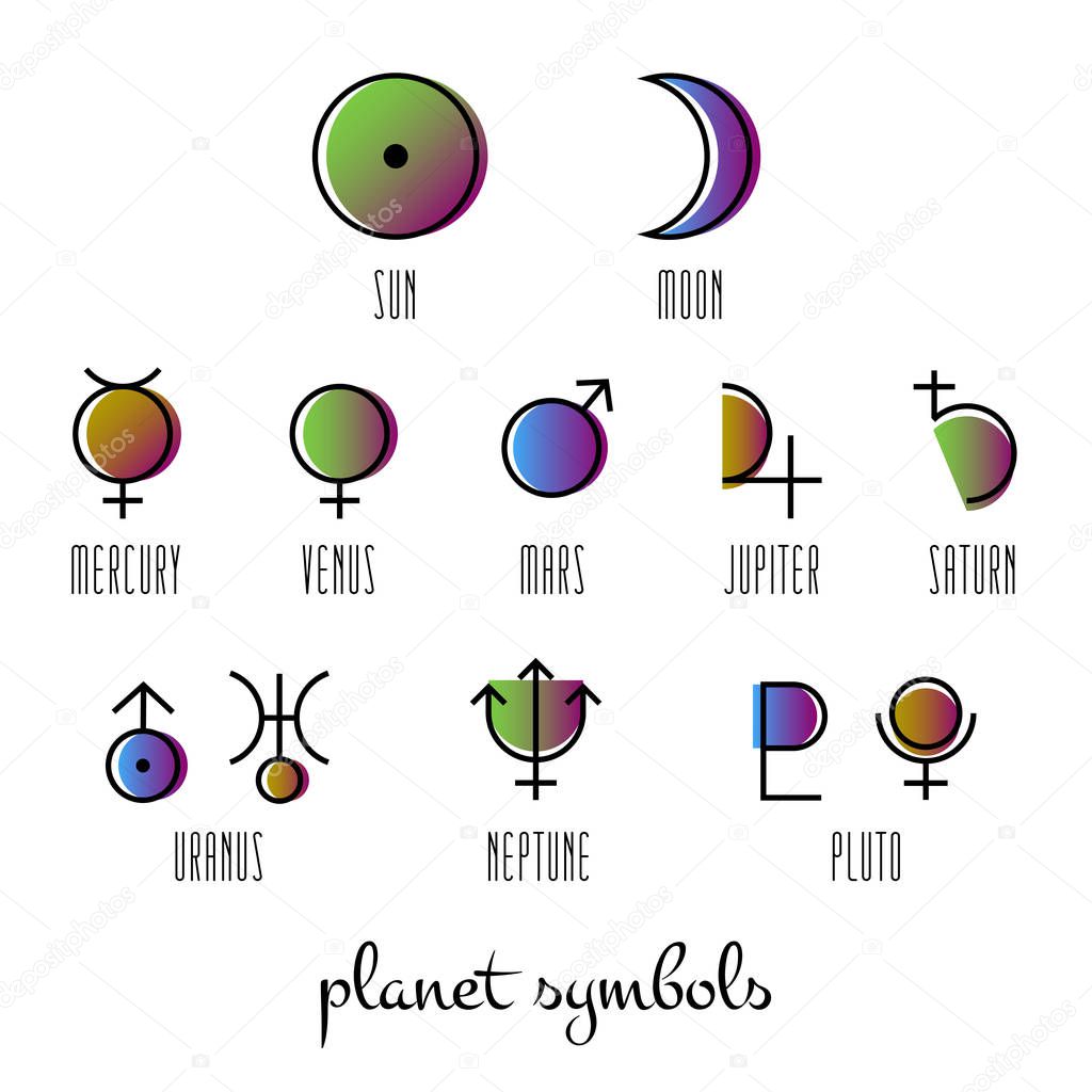 Planet symbol, sign collection