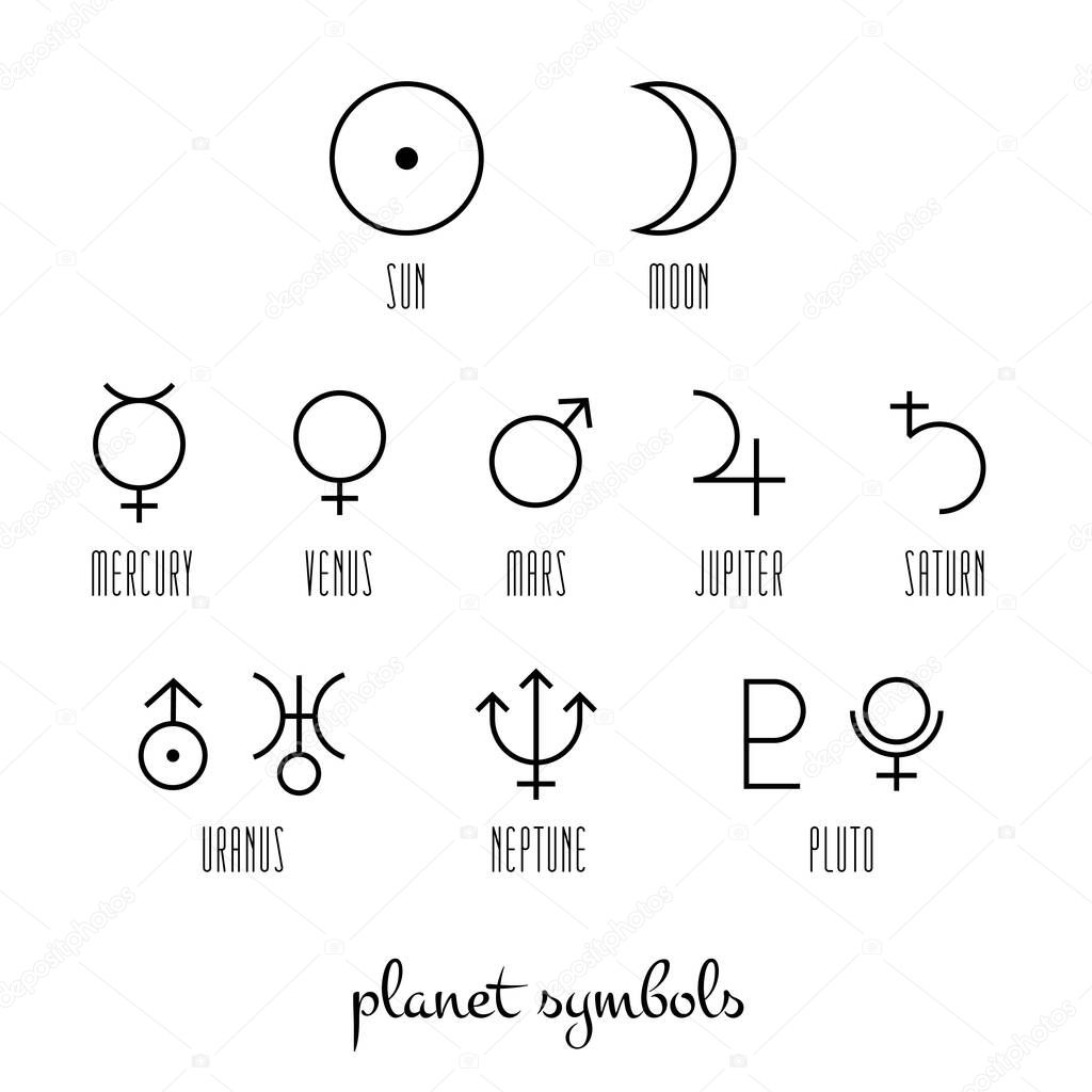 Planet symbol, sign collection