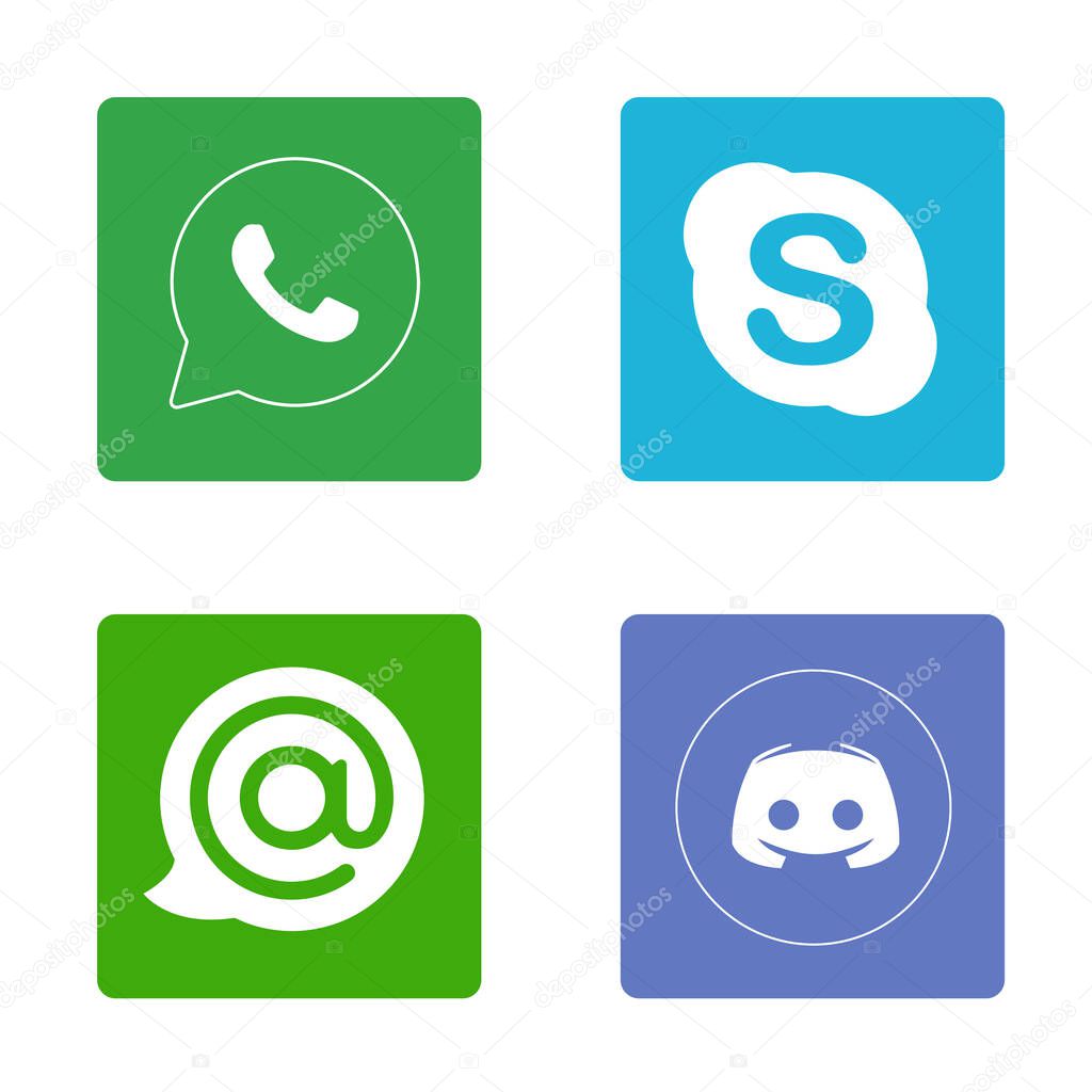 Set of popular social media logos: Instagram, Facebook, Twitter, Youtube, WhatsApp, LinkedIn, Pinterest, Blogger and others.