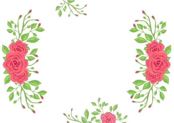 Marco floral con hojas, flores, boda — Vector de stock