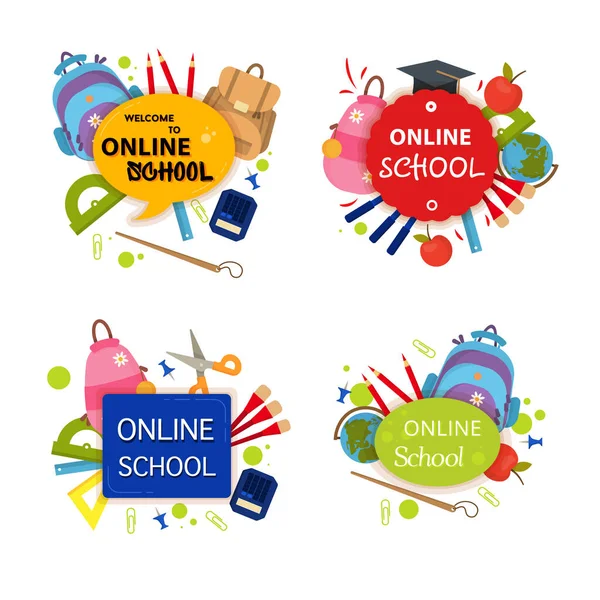 École en ligne, éducation, cours — Image vectorielle