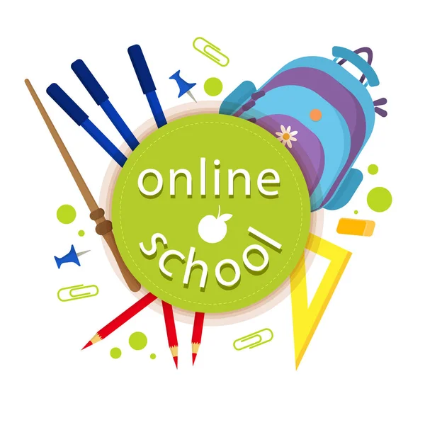 Онлайн школа, образование, курс — стоковый вектор