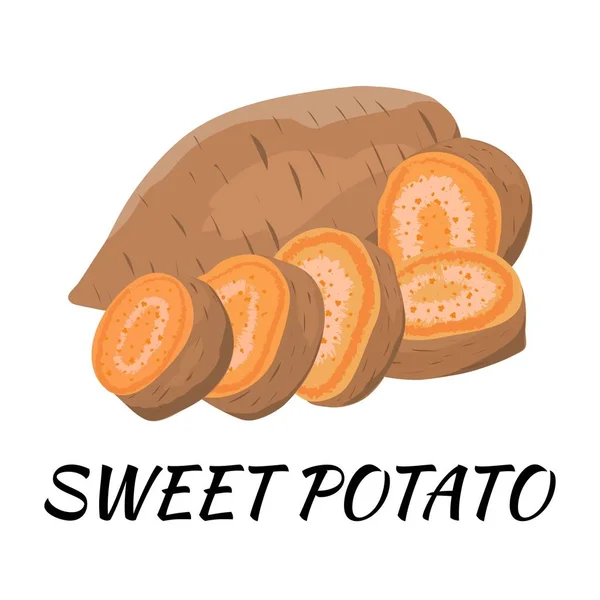 La patate douce. Design plat. Illustration vectorielle . — Image vectorielle