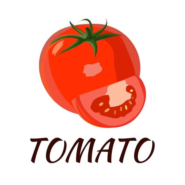 Tomate. Diseño plano. Ilustración vectorial. Hortalizas maduras — Archivo Imágenes Vectoriales