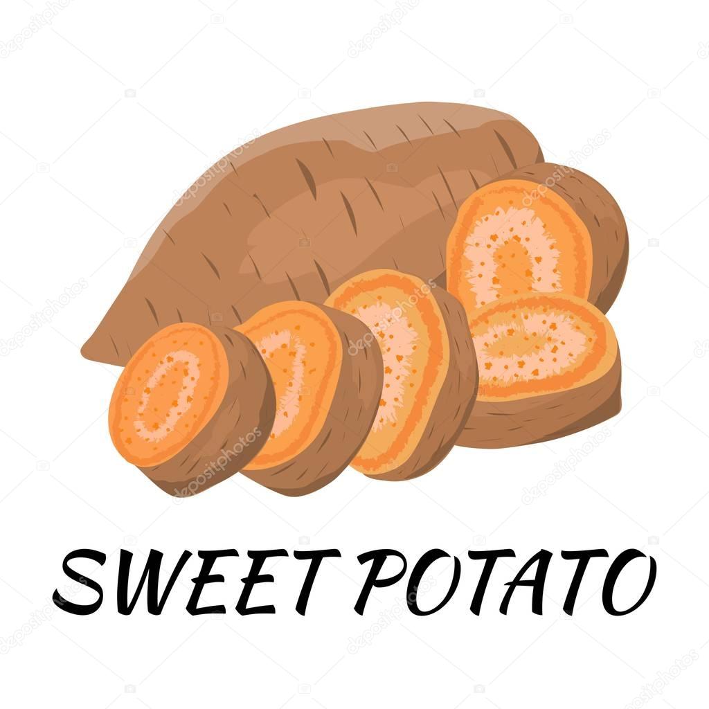 Sweet potato. Flat design. Vector illustration.