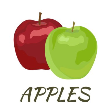 Elma. Düz tasarım. Vektör çizim. İ için olgunlaşmış meyve