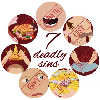 Seven Deadly Sins. Vector illustration. clipart