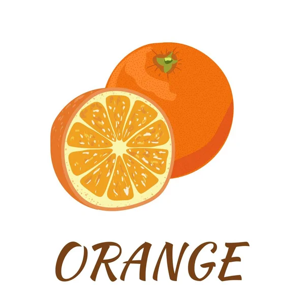 Orange. Platt design. Vektorillustration. Mogna frukter för din i — Stock vektor