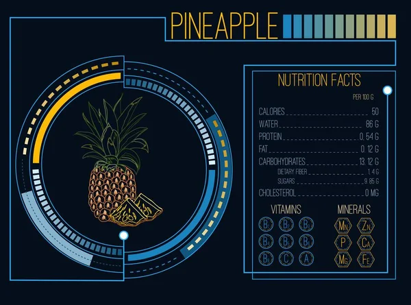 菠萝。营养成分。维生素和矿物质。未来我 — 图库矢量图片