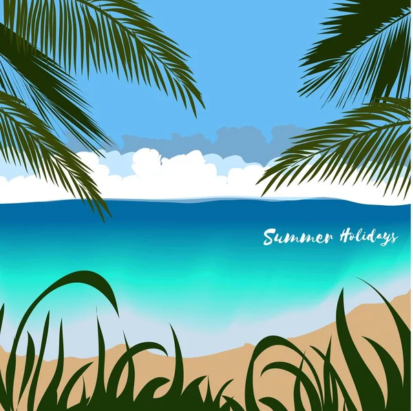 Playa de verano. Ilustración vectorial — Archivo Imágenes Vectoriales