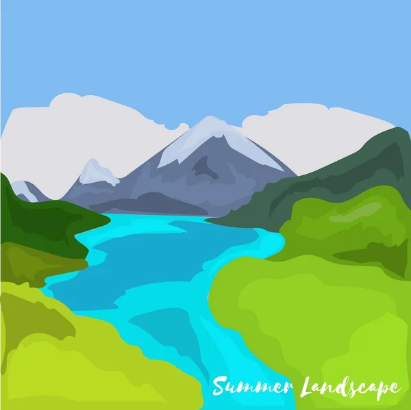 Yaz manzara. vektör çizim