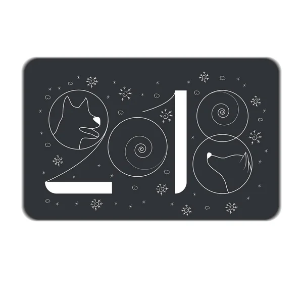 Yeni yıl vektör çizim. Elle çizilmiş. 2018 sembolü