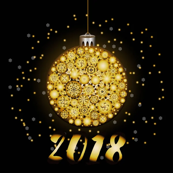 Altın Küre ile yeni yıl tebrik kartı. Noel. 2018 yıl. V