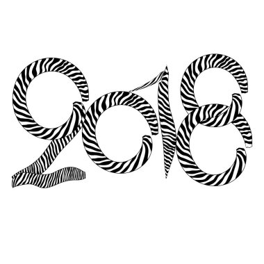 2018 yeni yıl tasarımı. Doodle, Zentangle, elle çizilmiş. 