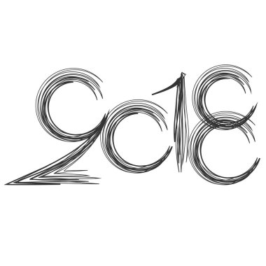 2018 yeni yıl tasarımı. Doodle, Zentangle, elle çizilmiş. 