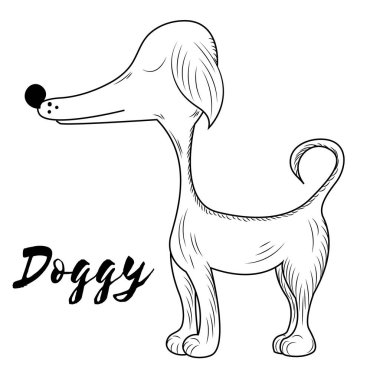 Vektör köpek. Kroki yapılmış. 2018 sembolü. Sayfa colorin için