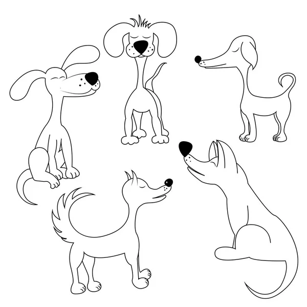 Vector hundar. Handgjorda skiss. Symbol för 2018. Sida för färgläggning — Stock vektor