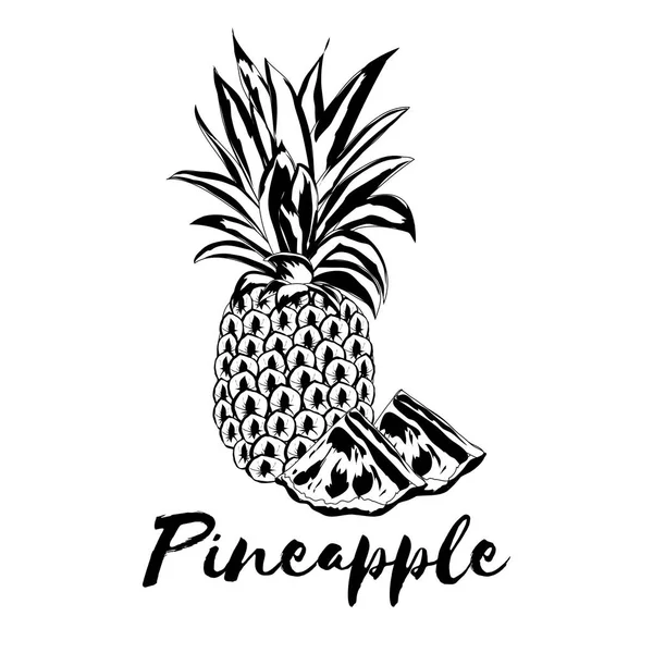Pineapple. Page for coloring book. Doodle design.Fruits. Vector — Stock Vector