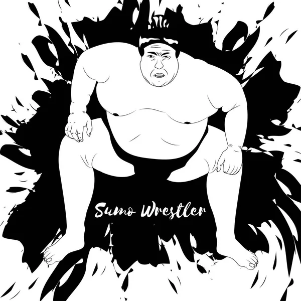 Lutteur de sumo. Du sport. Illustration vectorielle .Sampl noir et blanc — Image vectorielle