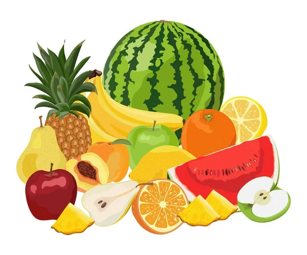 Meyve. Renk sürümü. Düz tasarım, hiçbir degrade. Vektör illustra