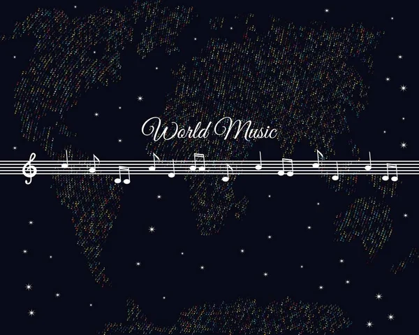 Musica Mondiale Mappe Colori Illustrazione Vettoriale — Vettoriale Stock