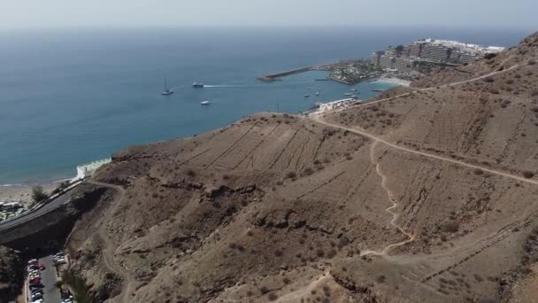 Scena Aerea Della Città Turistica Gran Canaria Con Porto Rico Video Stock Royalty Free