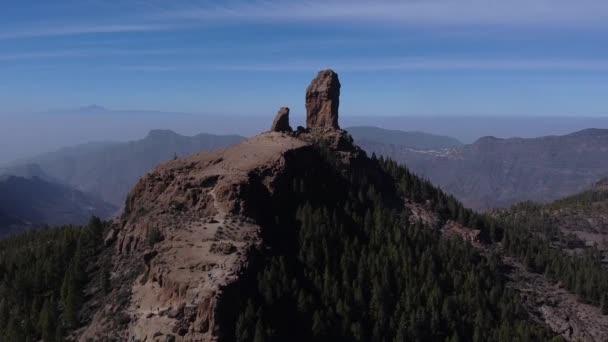 Letecký Pohled Slavnou Velkou Skálu Roque Nublo Gran Canaria — Stock video