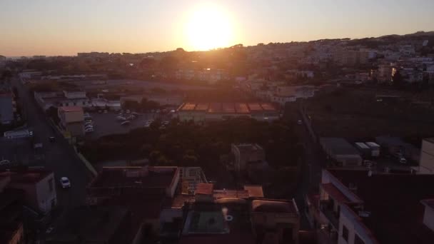 Pôr Sol Nápoles Itália Drones Voo — Vídeo de Stock