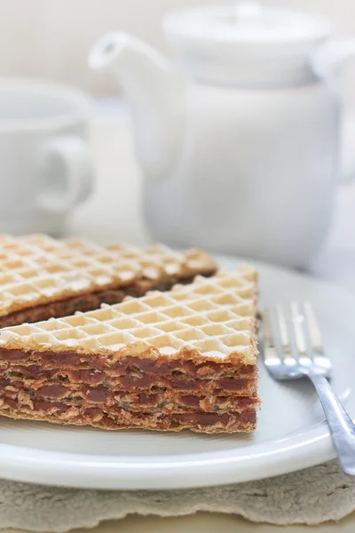 Waffelblätter Dessert — Stockfoto