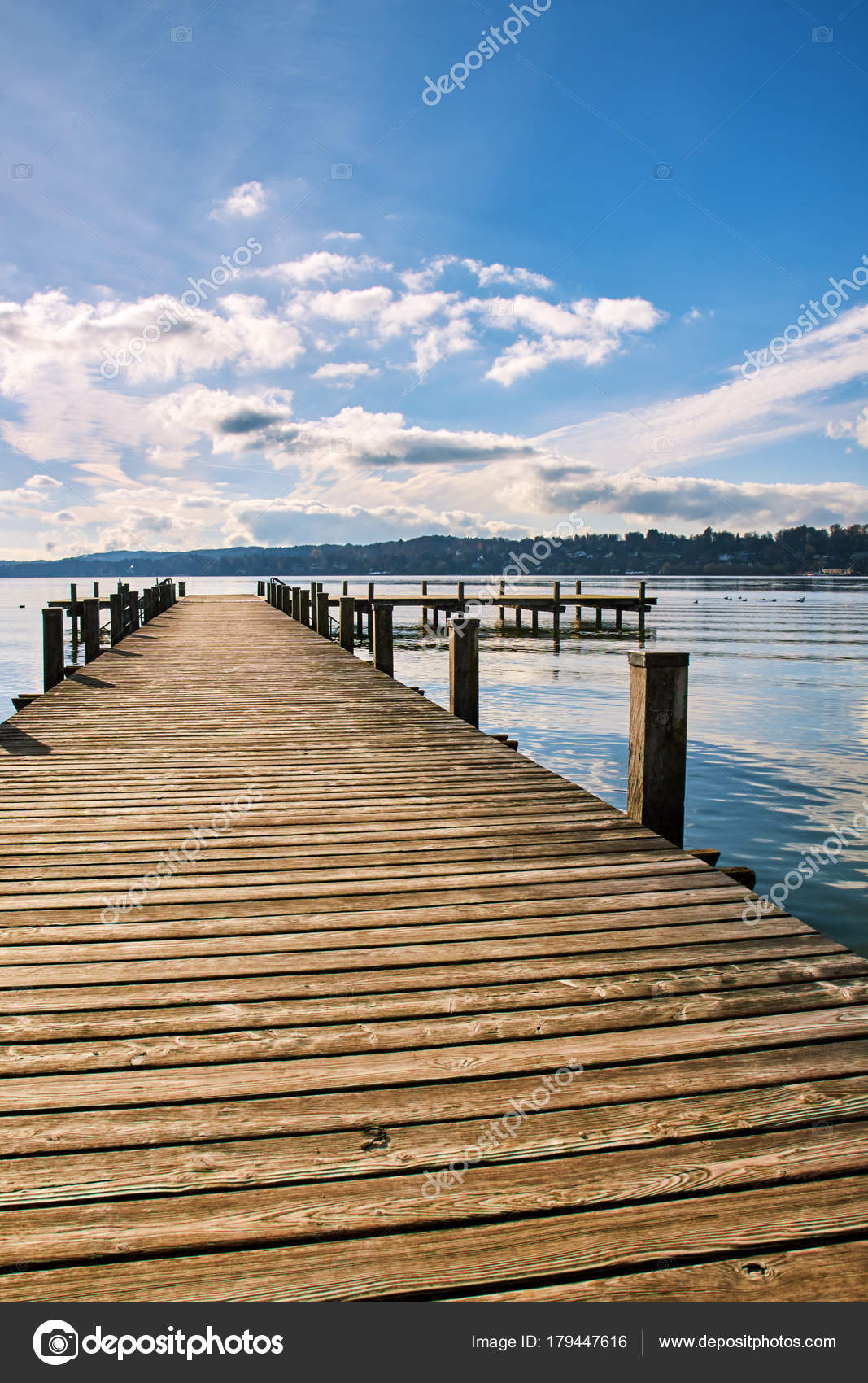 Üres Fából Készült Móló Starnberg Németország — Stock Fotó ...