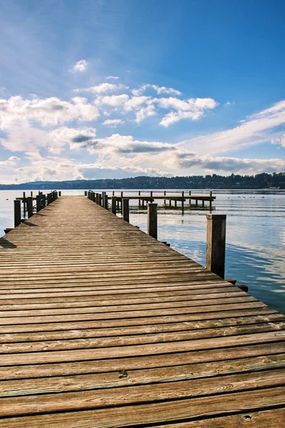 Jetée Bois Vide Sur Lac Starnberg Bavière Allemagne — Photo